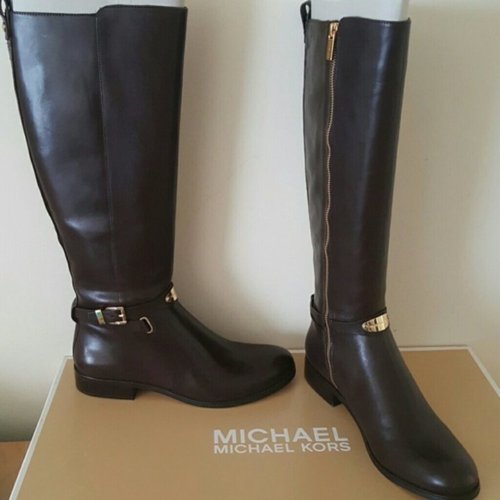 Michael Kors Arley Riding Boots Brown WIDE CALF 11